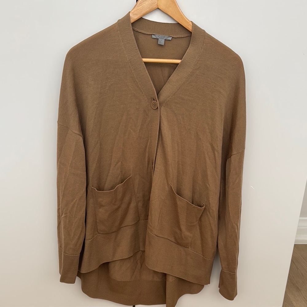 Brown V-Neck Pocket Knit Cardigan - Women Sweater